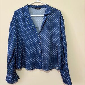 Zara Printed Collared Blouse